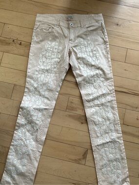 Roberto Cavalli Light Pink Jeans with White Embellishment